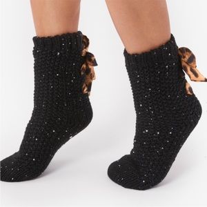 COPY - MUK LUKS Lace Up Sequin Cabin Socks.